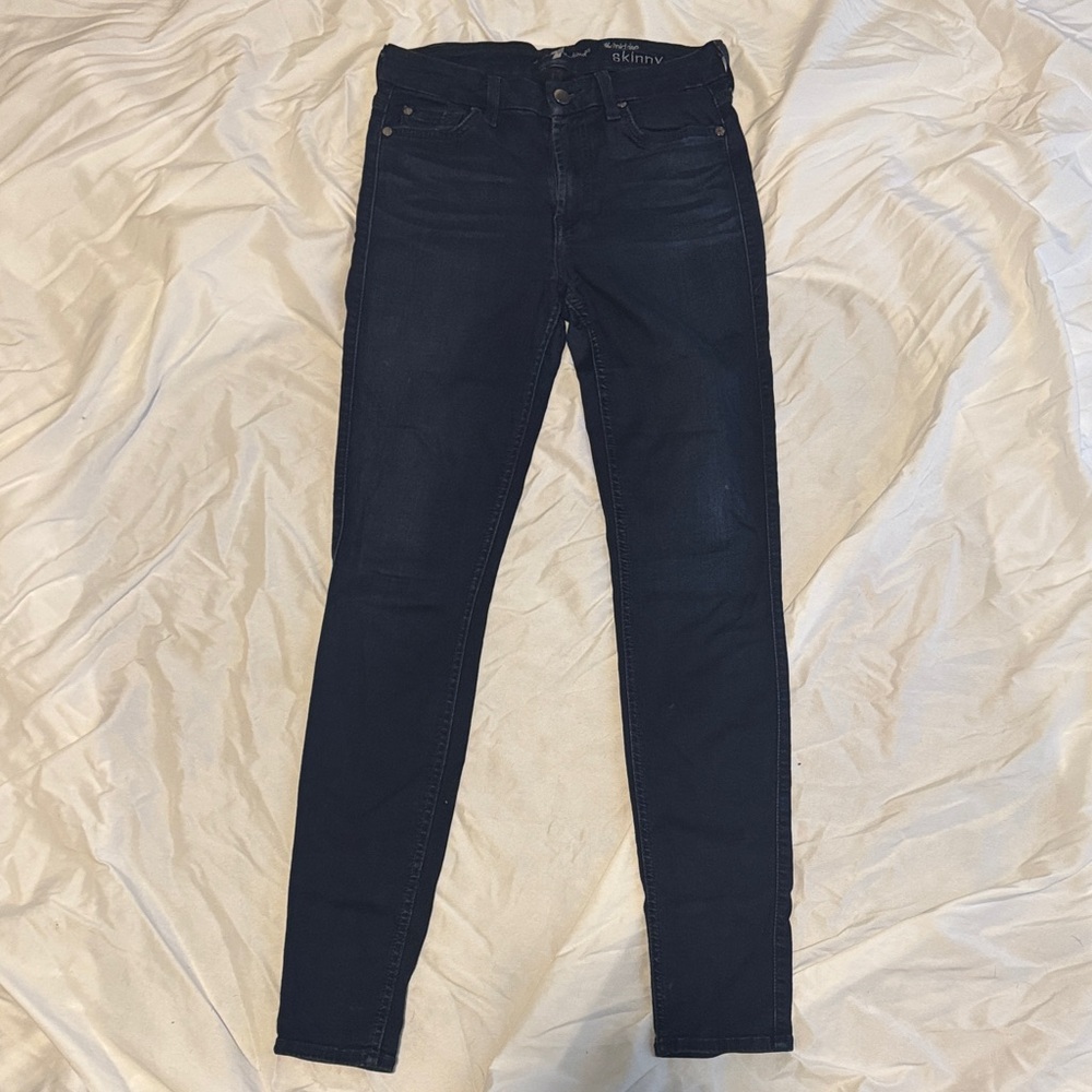 7 For All Mankind Women's Mid Rise Midnight Skinny Jeans